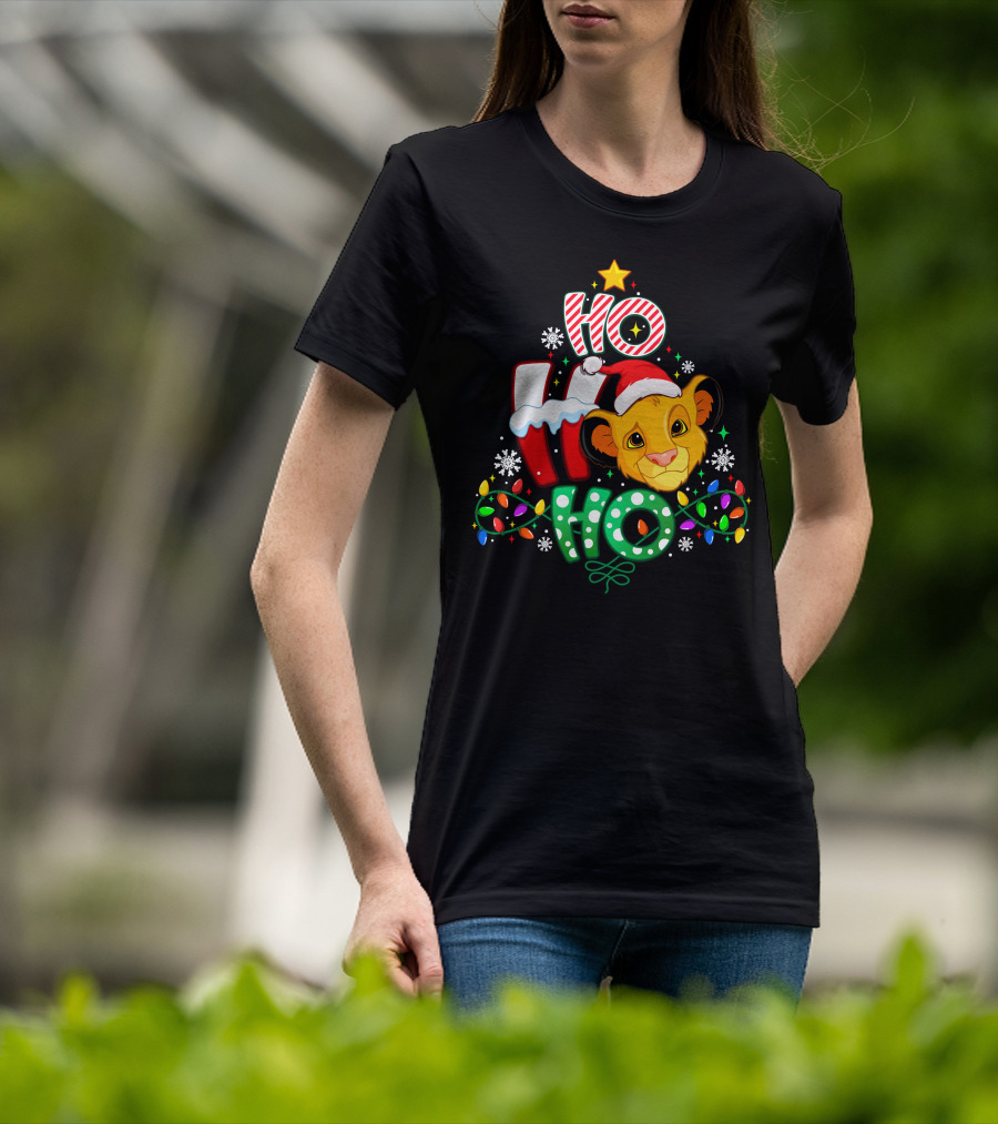 Ho Ho Ho Simba Christmas Lights Santa Hat T-Shirt