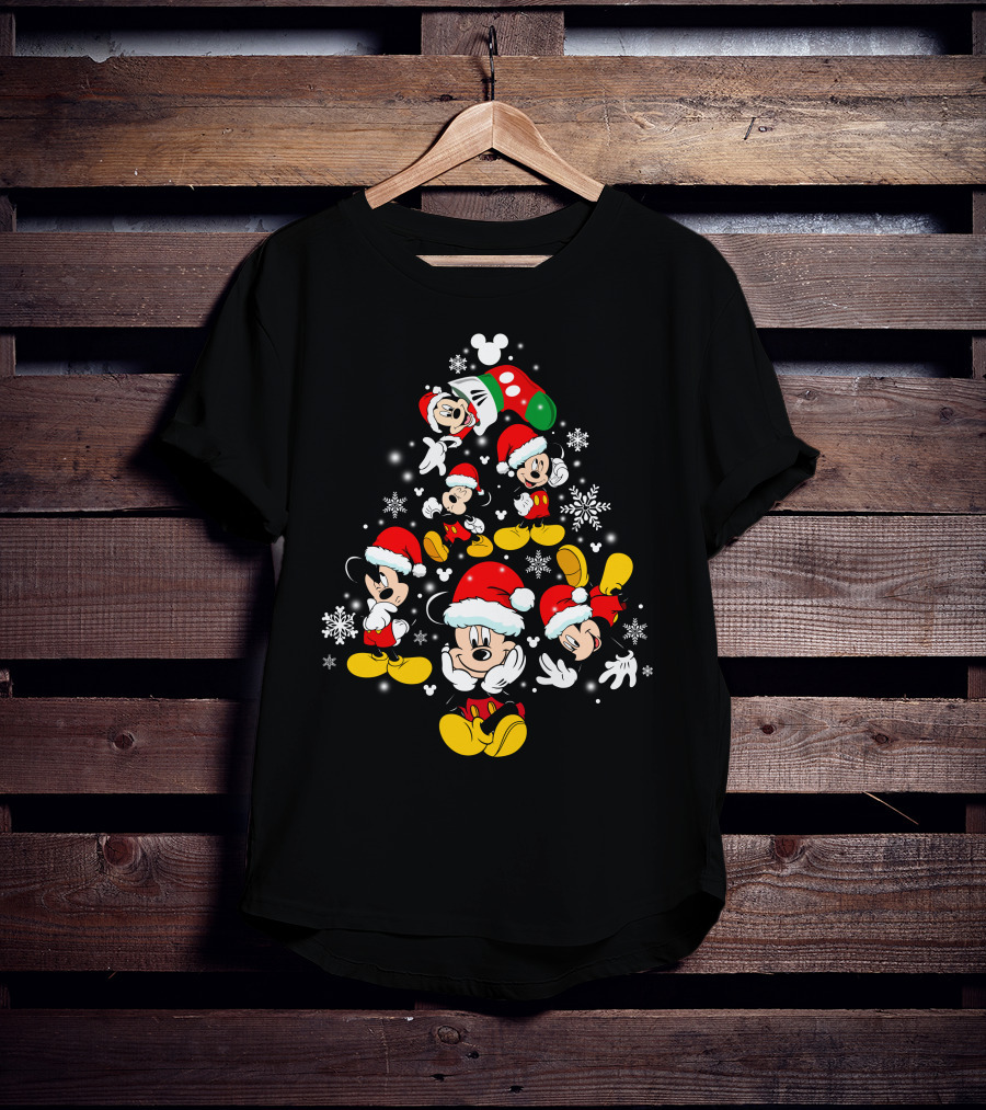 Mickey Mouse Santa Christmas Snowflake Holiday Celebration T-Shirt