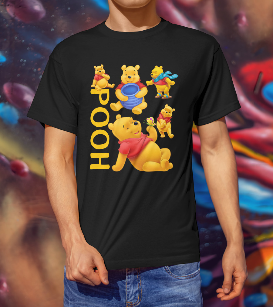 Pooh With Honey Pot And Playful Poses T-Shirt