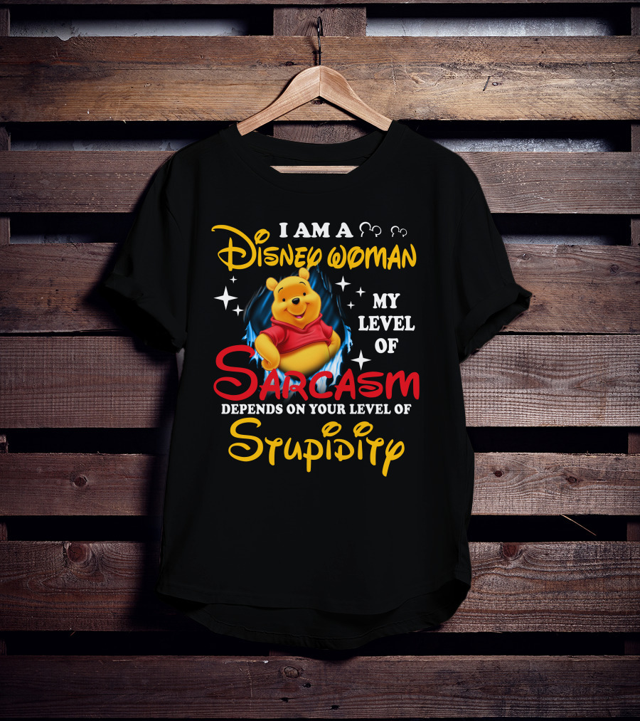 I Am A Disney Woman My Level Of Sarcasm Depends On Your Level Of Stupidity Pooh T-Shirt