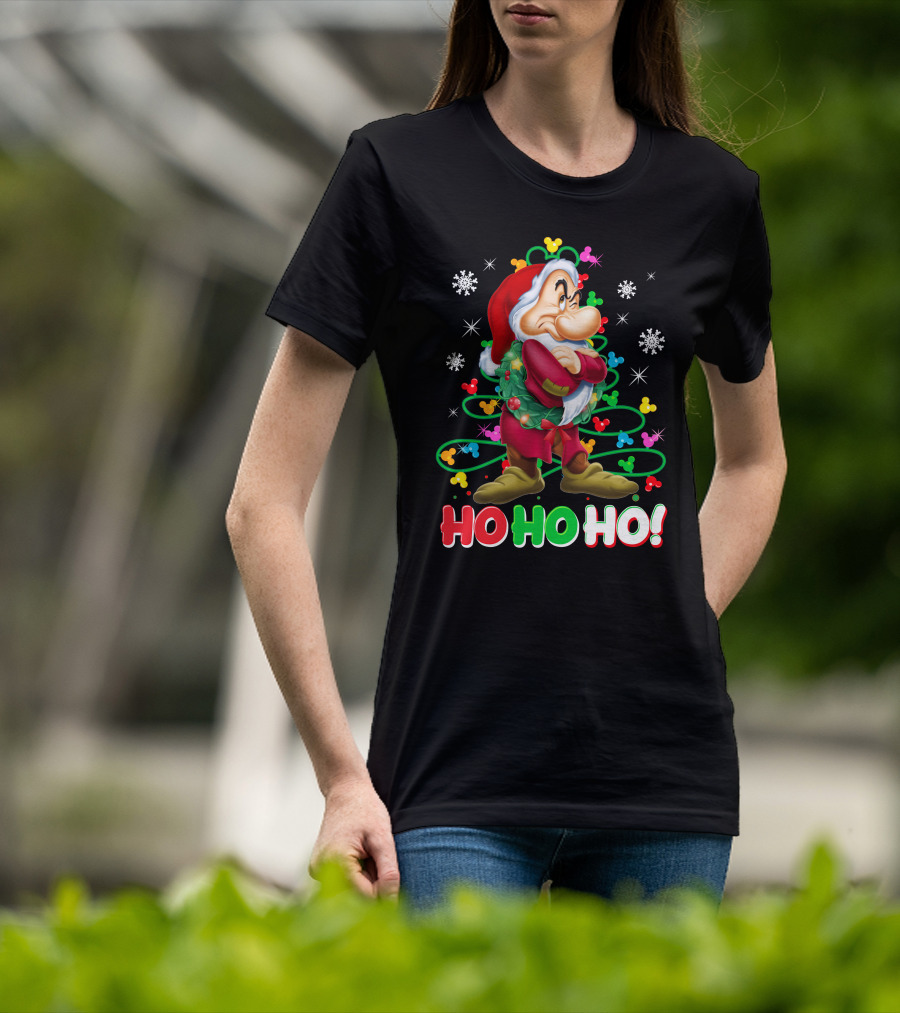 Grumpy Ho Ho Ho Christmas Mickey Snowflakes Disneyland T-Shirt