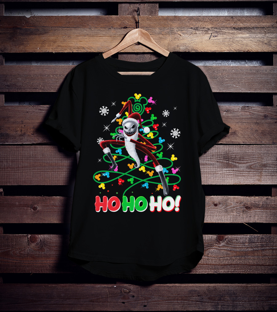 Jack Skellington Christmas Ho Ho Ho Santa Costume Snowflakes Disney Holiday T-Shirt