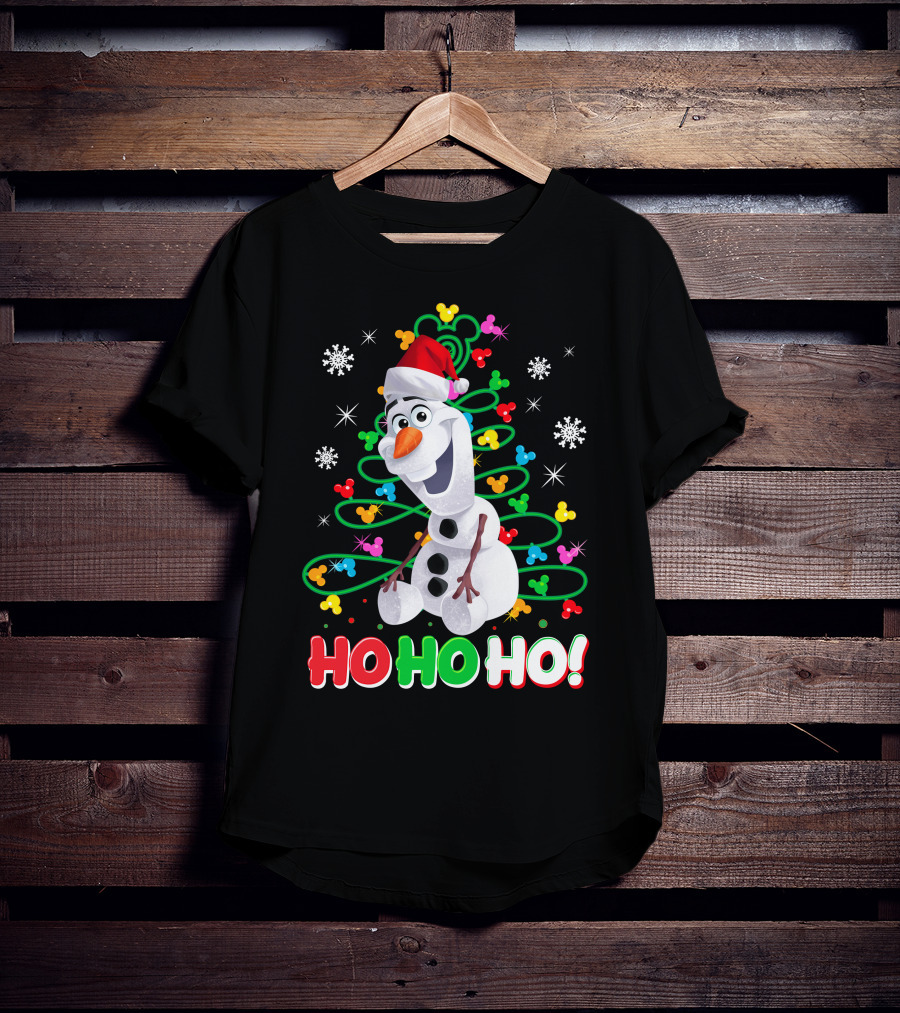 Olaf Christmas Santa Hat Snowflakes Ho Ho Ho Disney Frozen T-Shirt