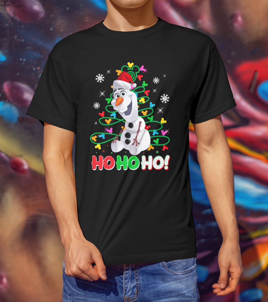 Olaf Christmas Santa Hat Snowflakes Ho Ho Ho Disney Frozen T-Shirt