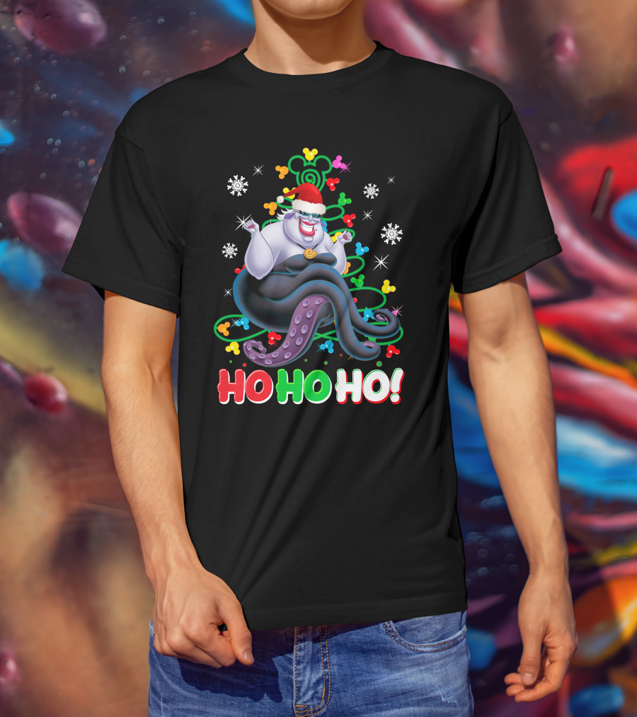 Ursula Christmas Ho Ho Ho Santa Hat Snowflakes T-Shirt