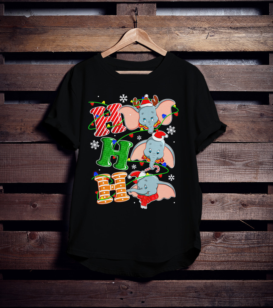 Dumbo Christmas Holiday Cheer With Ho Ho Ho And Festive Decorations T-Shirt
