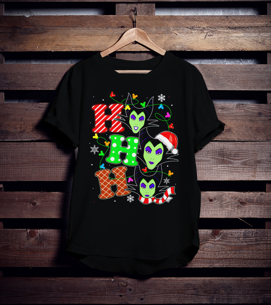 Maleficent Holiday Ho Ho Ho Christmas Disney Villain Santa Hat T-Shirt
