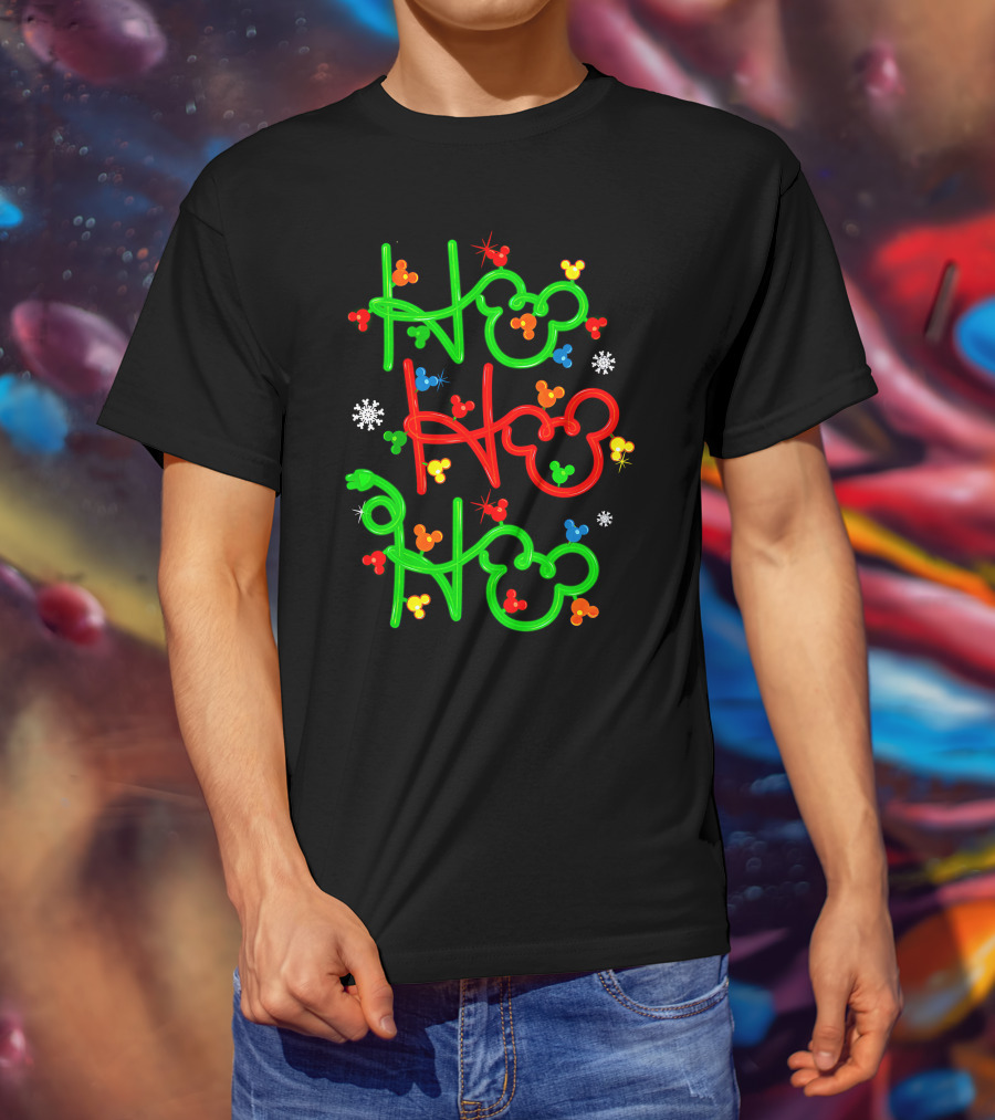 Ho Ho Ho Mickey Head Christmas Lights T-Shirt