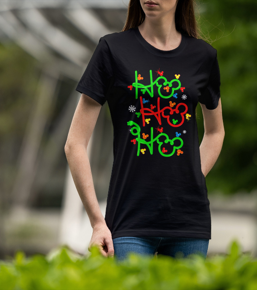 Ho Ho Ho Mickey Head Christmas Lights T-Shirt