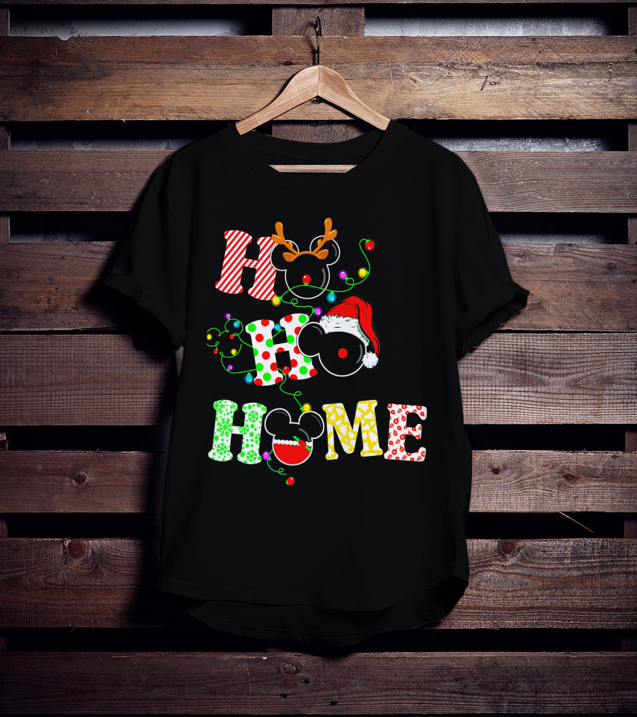 Ho Ho Ho Me Mickey Head Christmas Lights T-Shirt