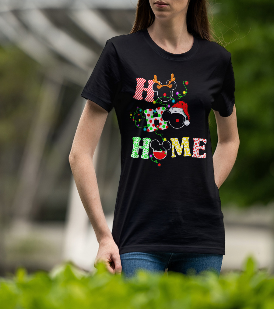 Ho Ho Ho Me Mickey Head Christmas Lights T-Shirt