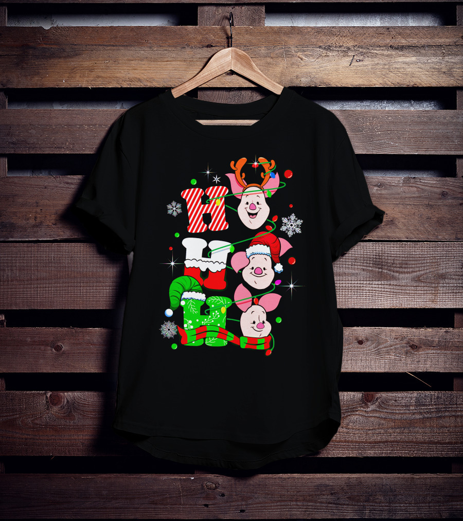 Holiday Piglet H O H Christmas Cheer T-Shirt