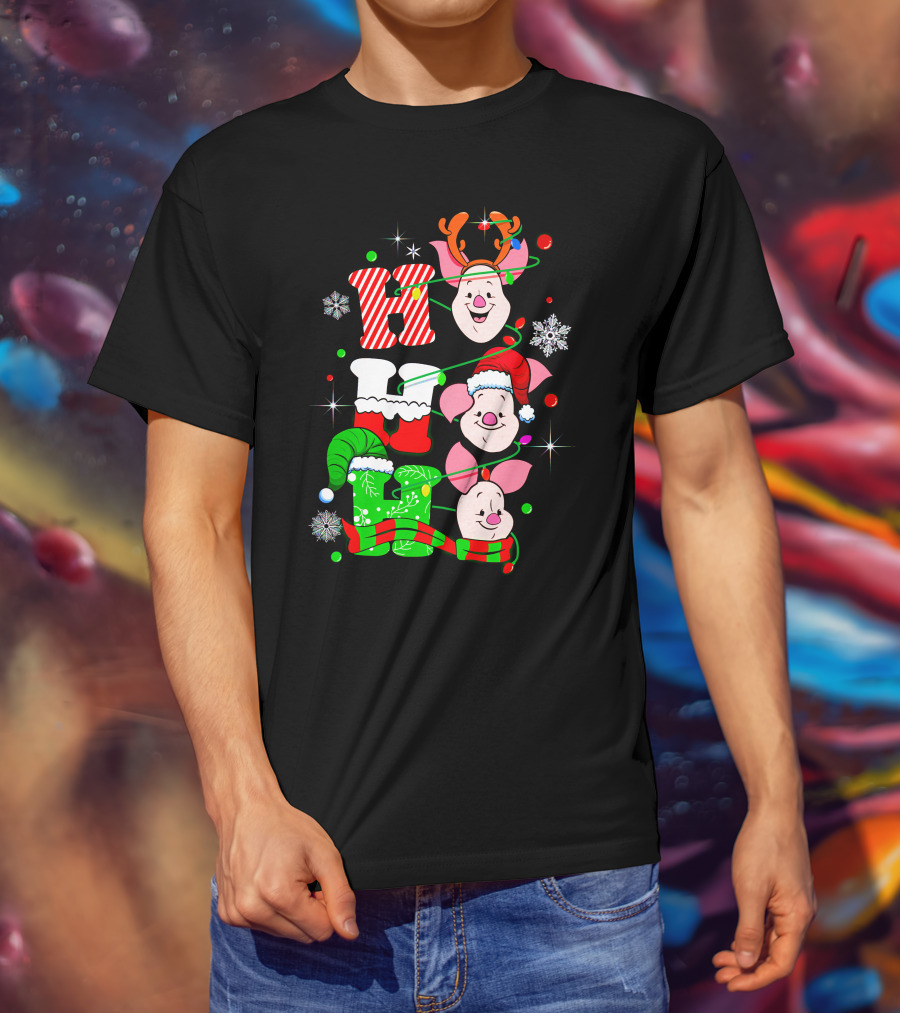 Holiday Piglet H O H Christmas Cheer T-Shirt