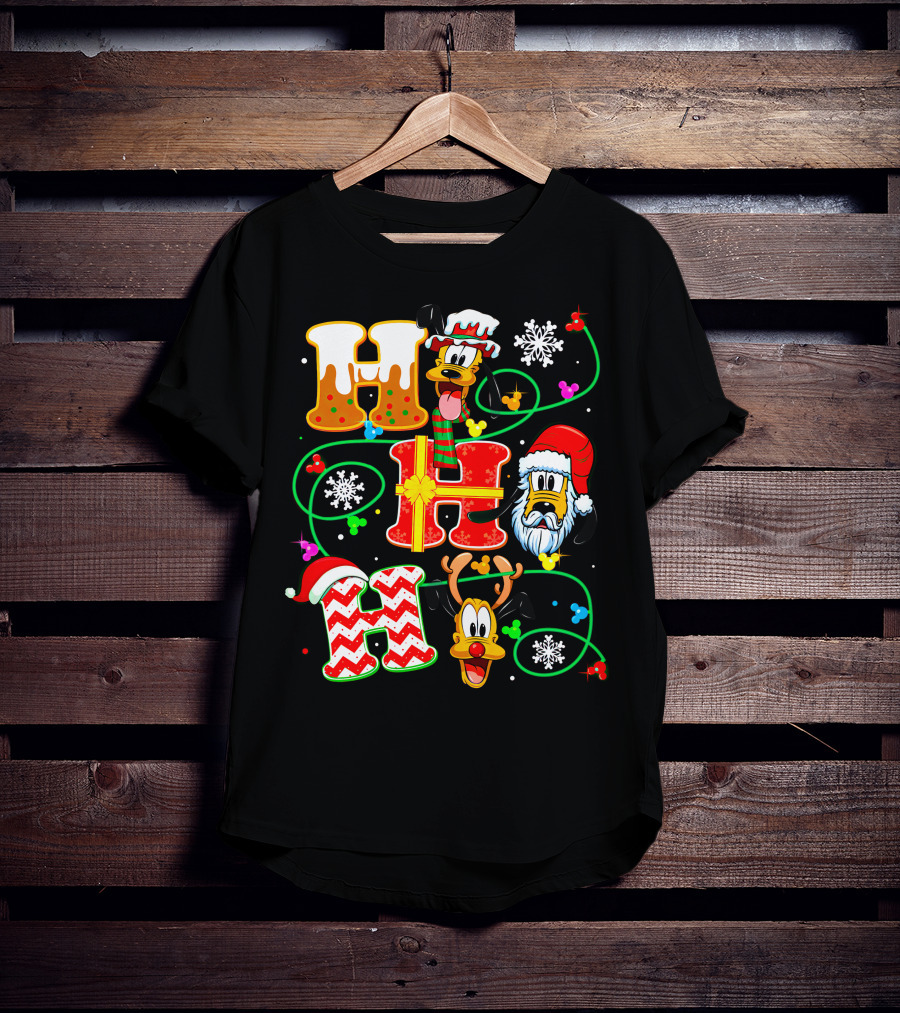 Ho Ho Ho Pluto Christmas Snowflakes Santa Hat Reindeer Holiday Magic T-Shirt