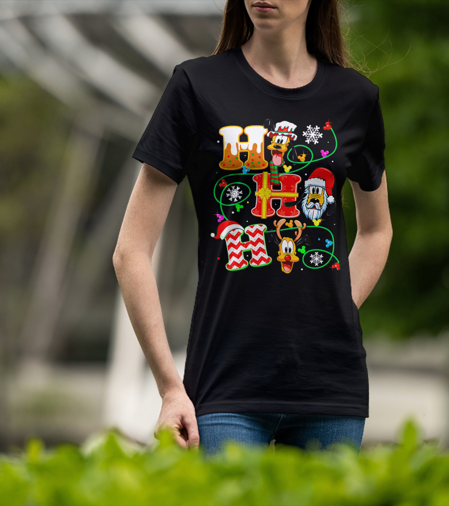 Ho Ho Ho Pluto Christmas Snowflakes Santa Hat Reindeer Holiday Magic T-Shirt