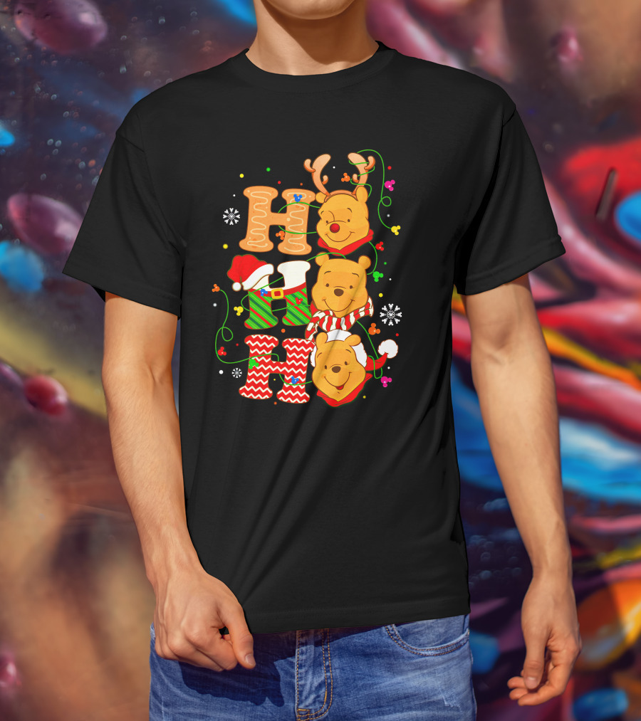 Ho Ho Ho Pooh Christmas Holiday Theme T-Shirt