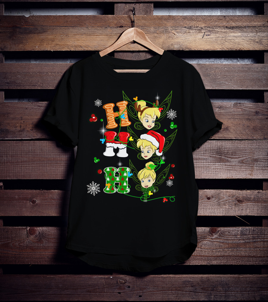 Tinker Bell Christmas Holiday Cheer With Gingerbread And Santa Hats T-Shirt