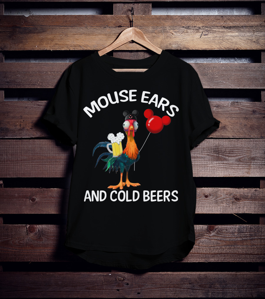 Mouse Ears And Cold Beers Heihei Balloon Beer Rooster T-Shirt