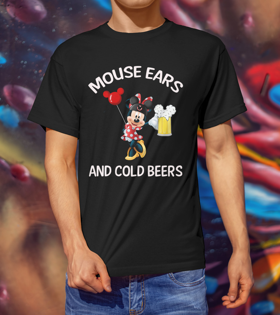 Minnie Mouse Ears And Cold Beers Balloon And Mug T-Shirt