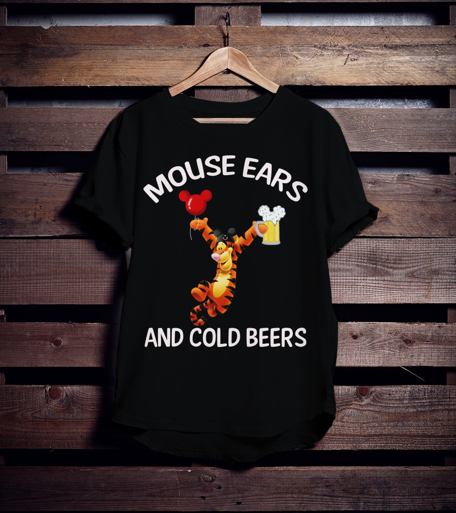 Mouse Ears And Cold Beers Tigger Balloon And Beer Mug T-Shirt