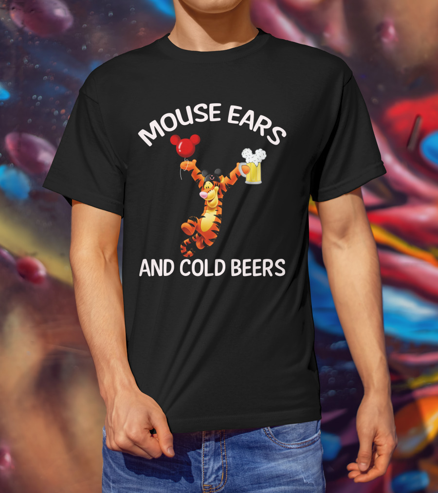 Mouse Ears And Cold Beers Tigger Balloon And Beer Mug T-Shirt