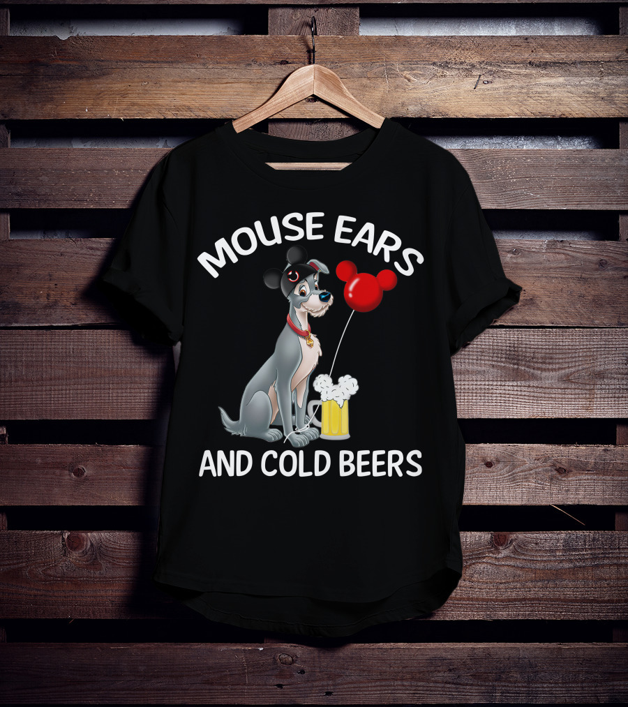 Mouse Ears And Cold Beers Dog With Balloon And Beer Mug T-Shirt