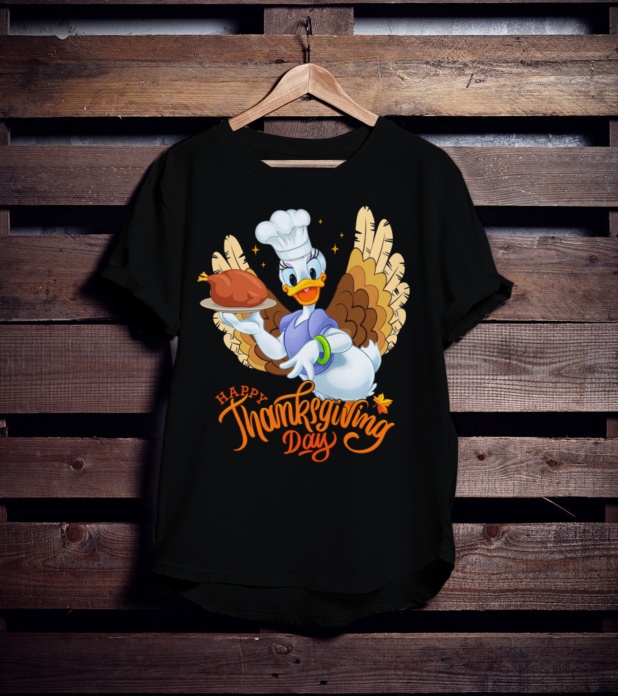 Happy Thanksgiving Day Daisy Duck Turkey Chef T-Shirt
