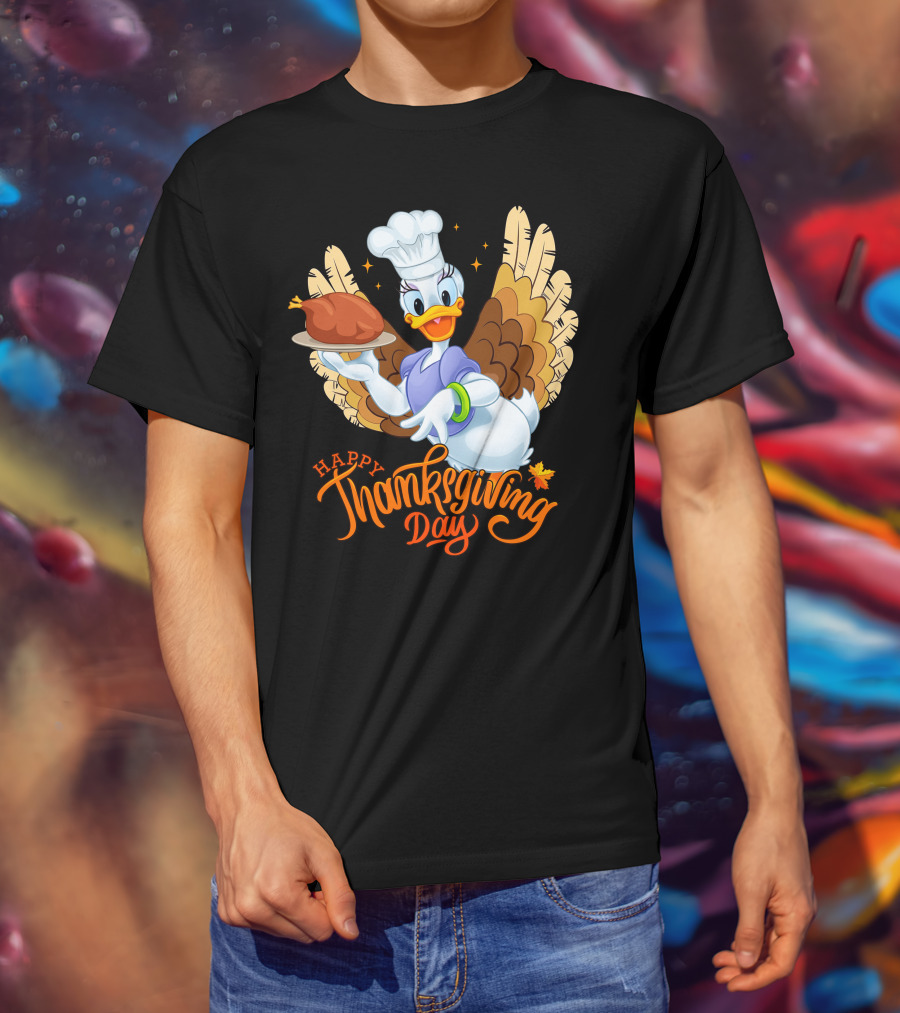 Happy Thanksgiving Day Daisy Duck Turkey Chef T-Shirt