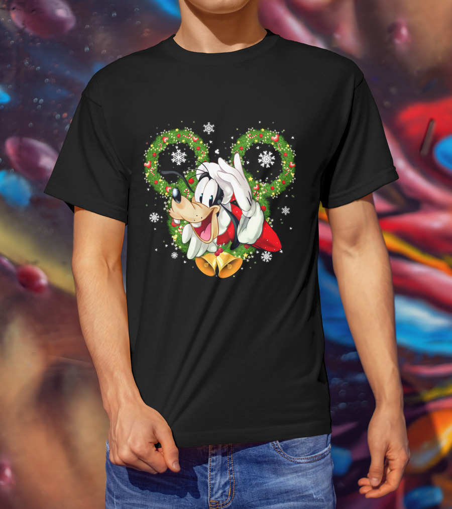Goofy Christmas Holiday Cheer With Wreaths And Bells T-Shirt