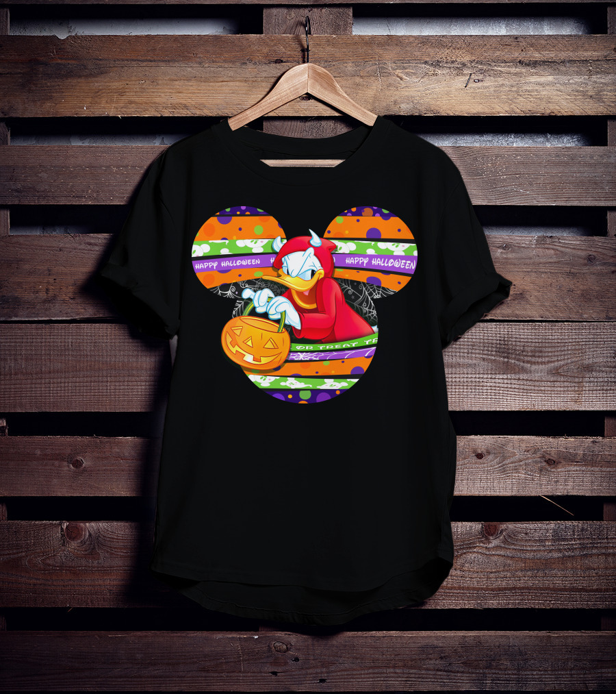 Happy Halloween Trick Or Treat Donald Duck Mickey T-Shirt