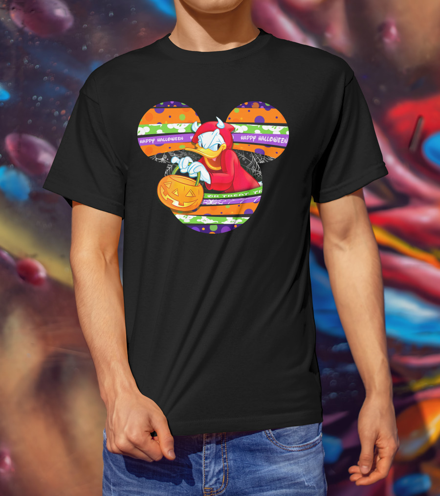 Happy Halloween Trick Or Treat Donald Duck Mickey T-Shirt