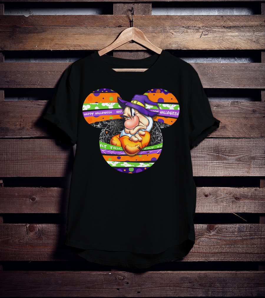 Grumpy Mickey Mouse Ears Happy Halloween Trick Or Treat T-Shirt