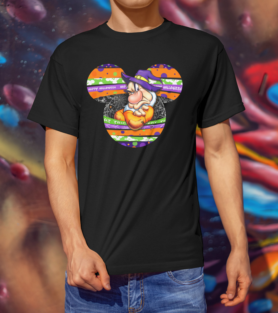 Grumpy Mickey Mouse Ears Happy Halloween Trick Or Treat T-Shirt