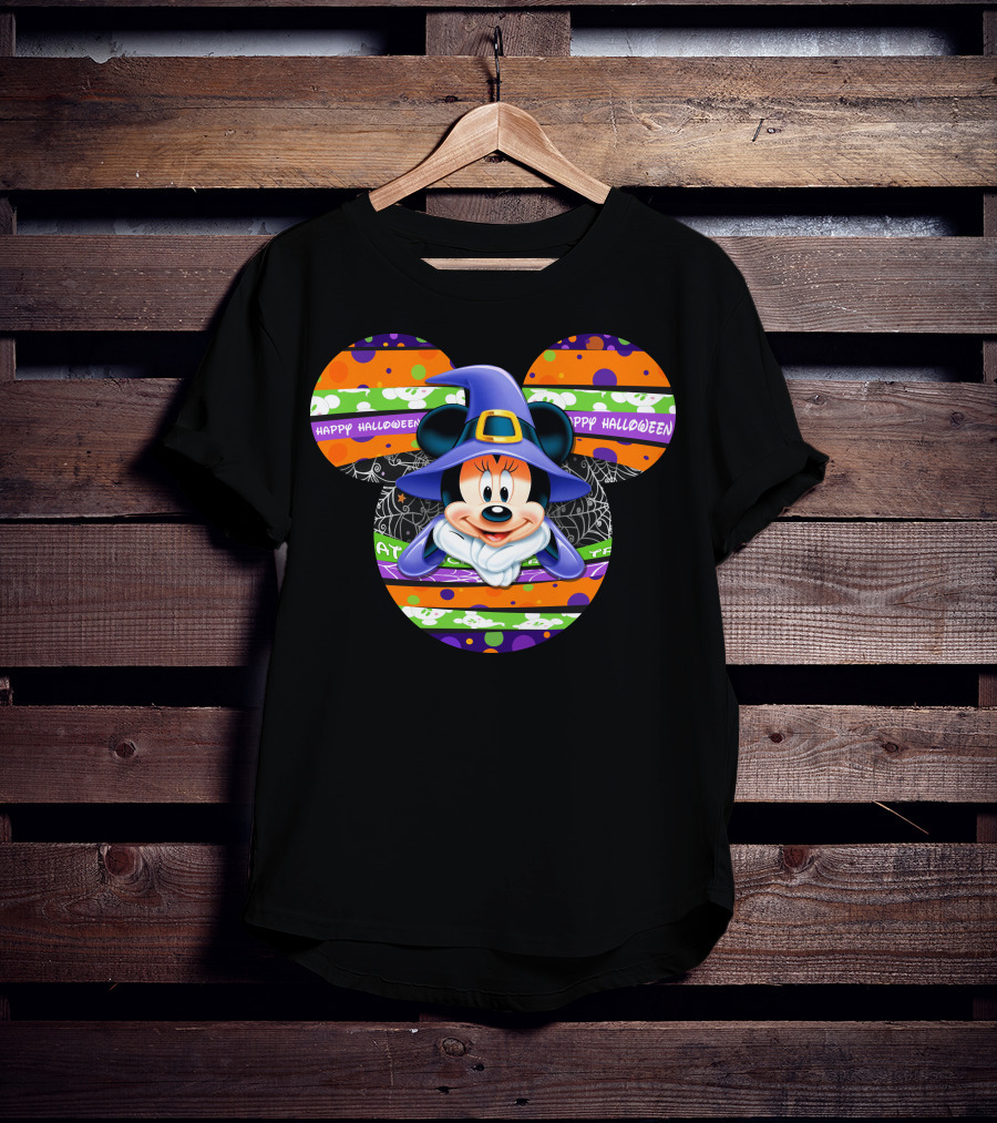 Minnie Mouse Happy Halloween Witch Hat Mickey Head T-Shirt