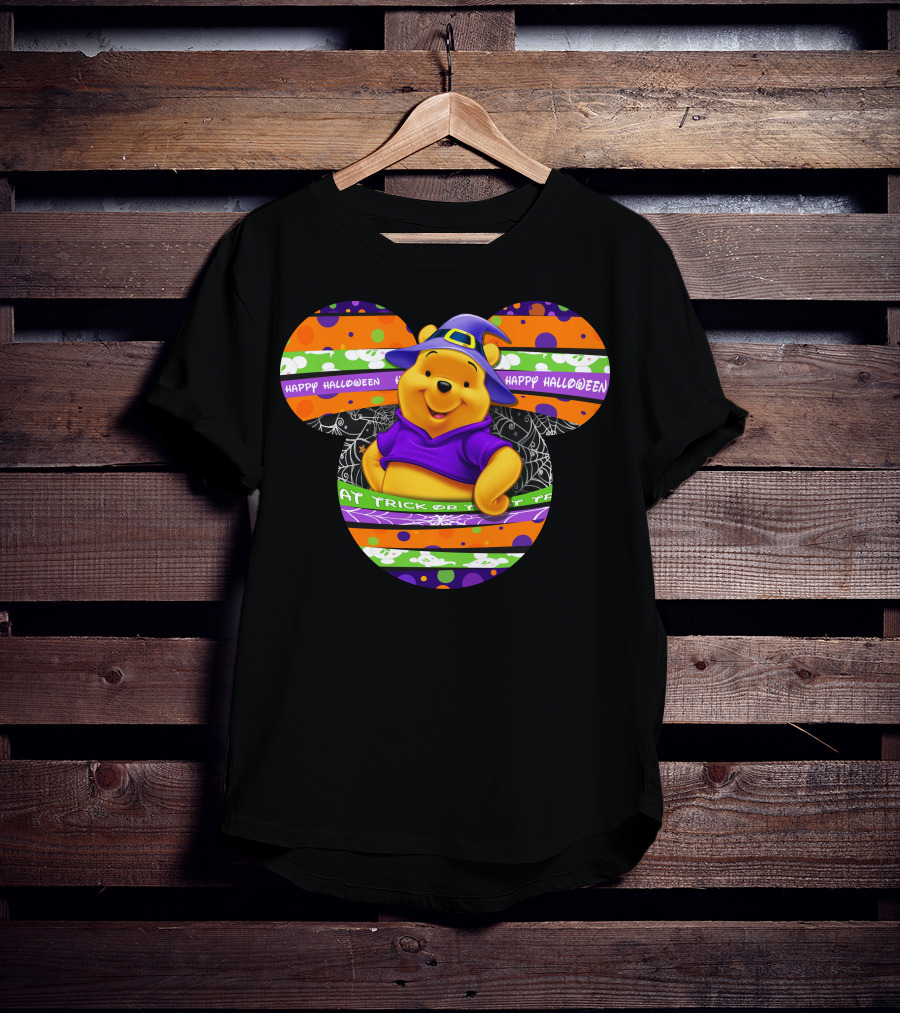 Winnie The Pooh Halloween Trick Or Treat Happy Halloween Mickey Ears T-Shirt