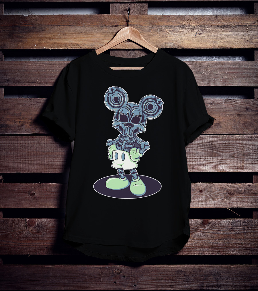 Halloween Creepy Skeleton Mouse Character T-Shirt