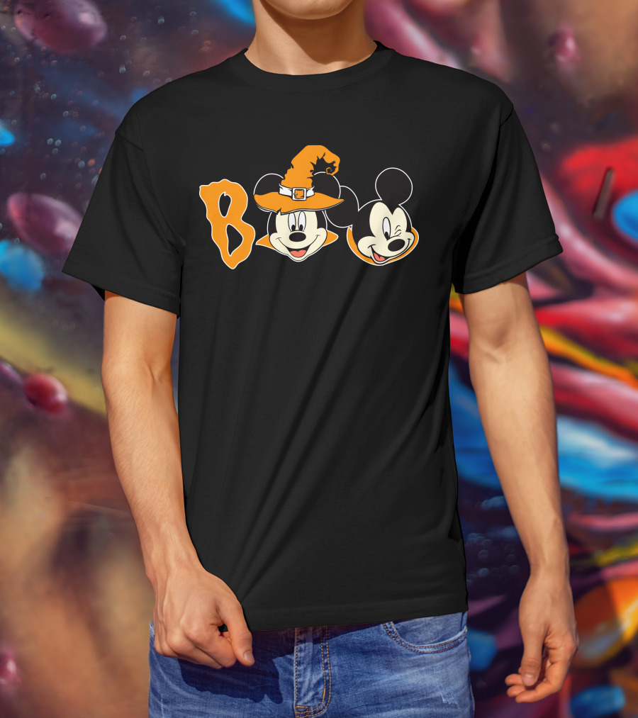 Boo Halloween Mickey Mouse Witch Hat T-Shirt