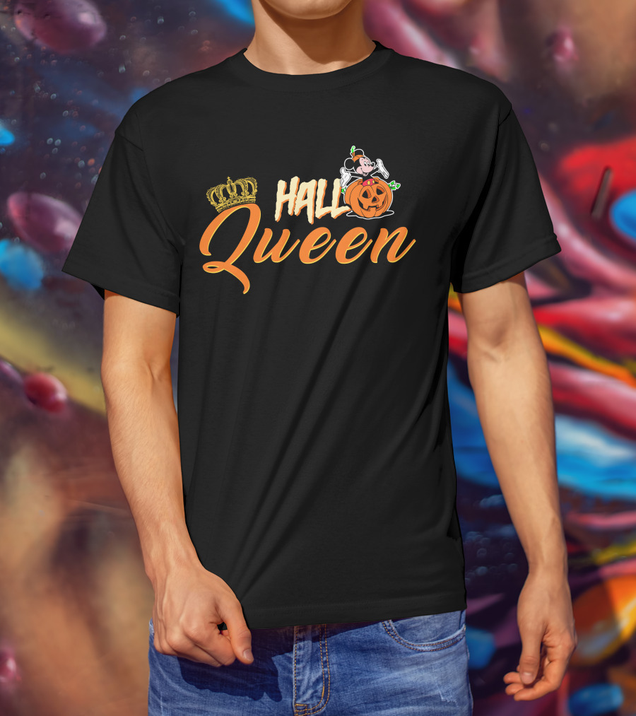 Hall Queen Crown Pumpkin Skeleton Halloween T-Shirt