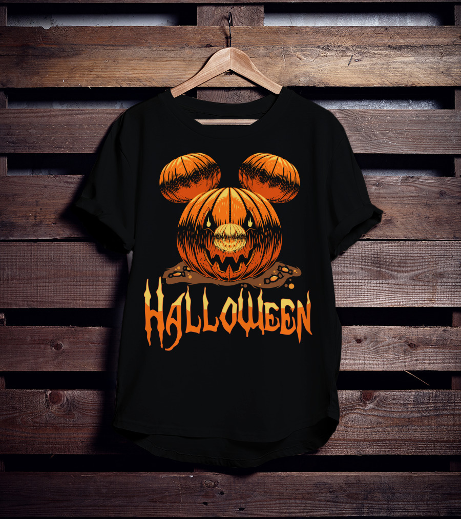 Halloween Pumpkin Mickey Ears T-Shirt
