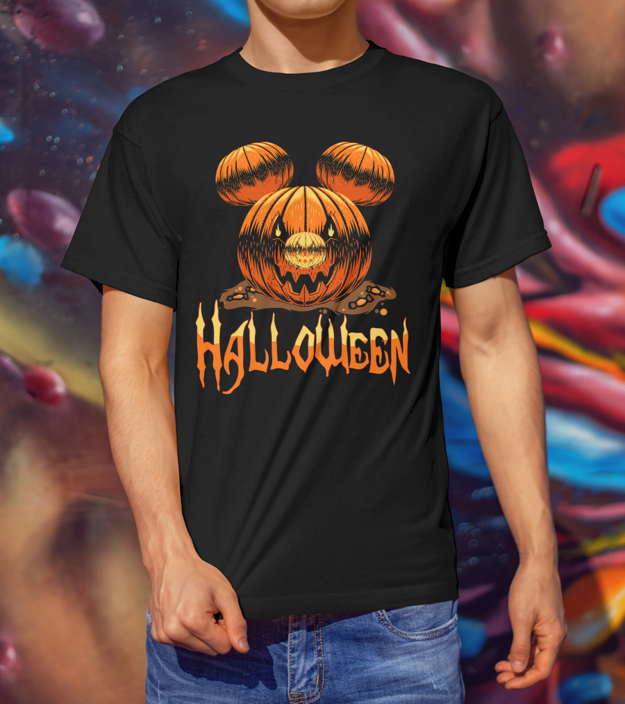 Halloween Pumpkin Mickey Ears T-Shirt