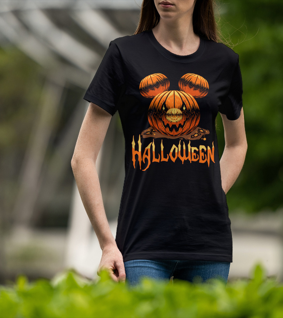 Halloween Pumpkin Mickey Ears T-Shirt