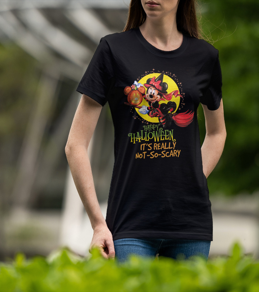 Happy Halloween It's Really Not-So-Scary Minnie Mouse Broomstick Potion Mickey Pumpkin T-Shirt