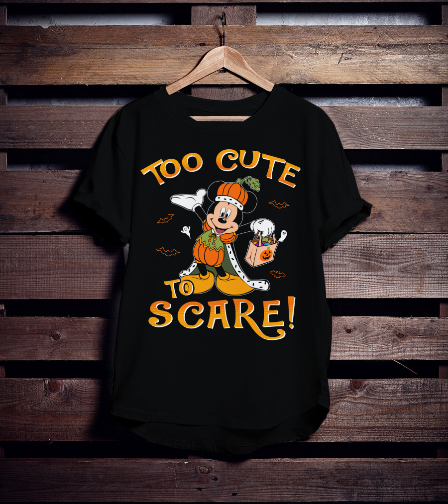 Too Cute To Scare Halloween 86 Mickey Pumpkin Costume Trick-Or-Treat T-Shirt