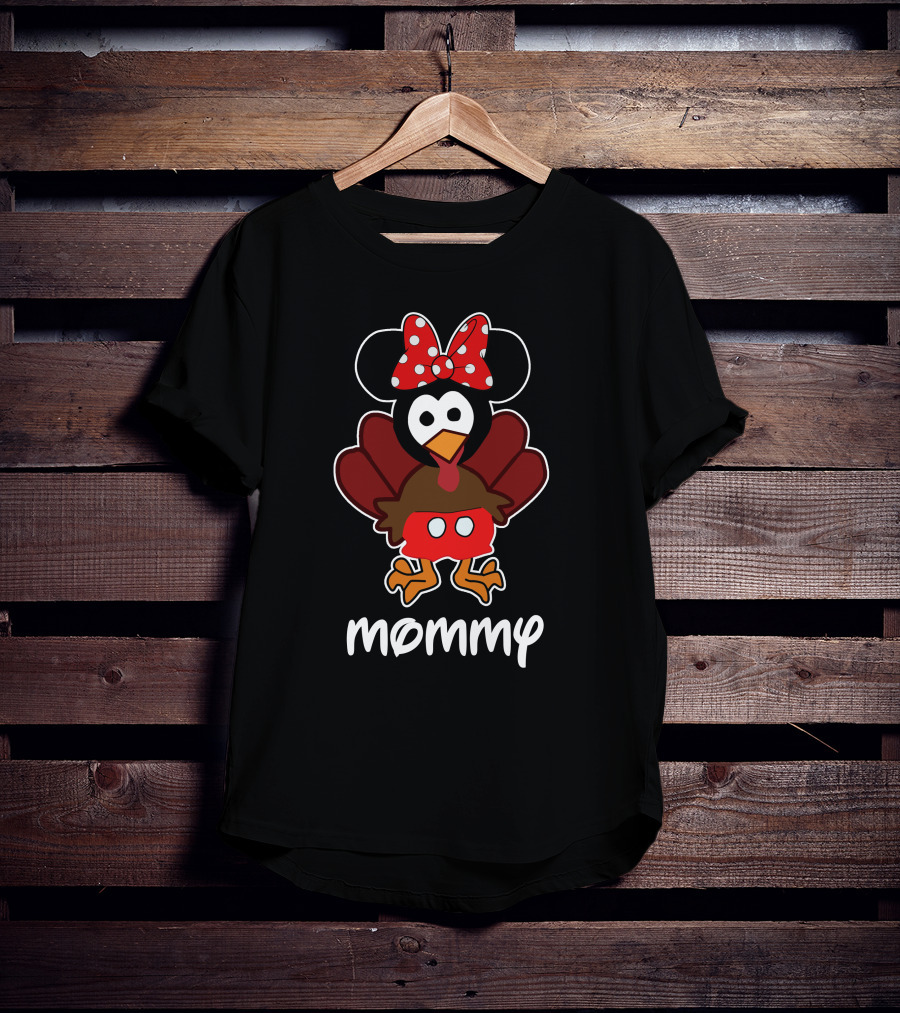 Mommy Thanksgiving 32 Turkey Mickey Mouse Ears Bow T-Shirt