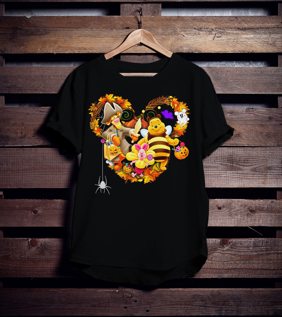 Winnie The Pooh Halloween Heart With Tigger And Piglet T-Shirt