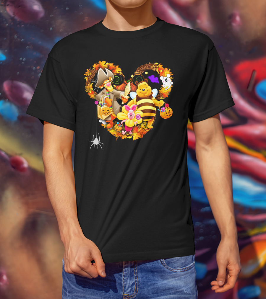 Winnie The Pooh Halloween Heart With Tigger And Piglet T-Shirt