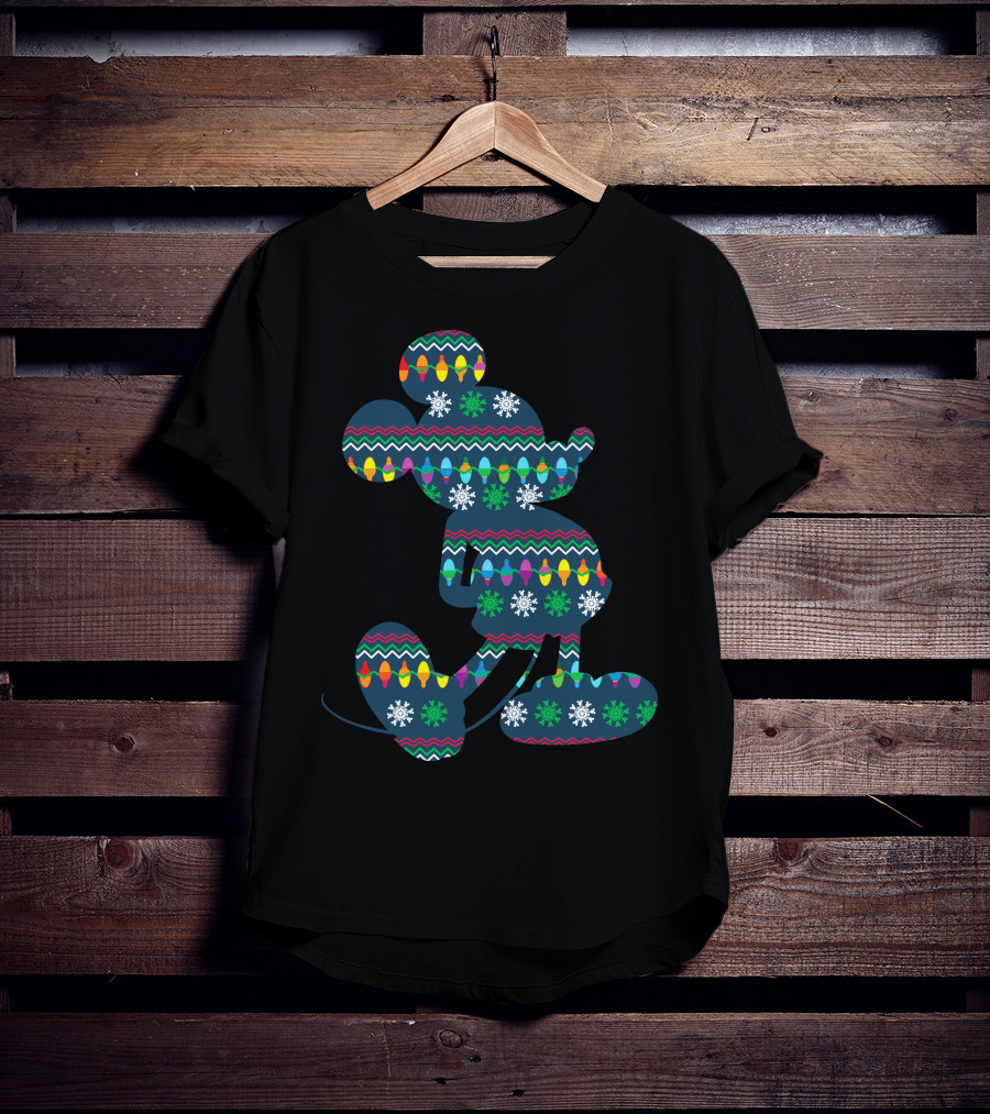 Merry Christmas 88 Disney Holiday Lights Mickey Mouse Snowflakes T-Shirt