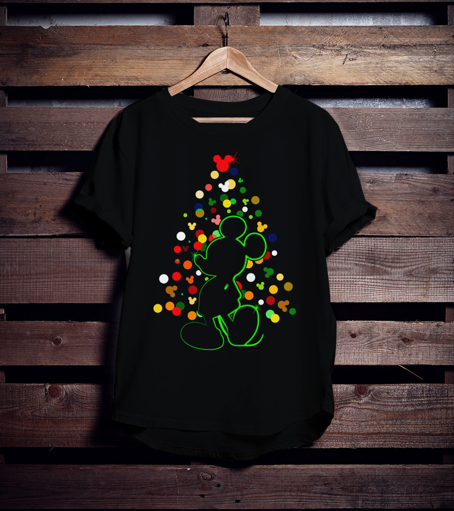 Merry Christmas 101 Mickey Tree Silhouette T-Shirt