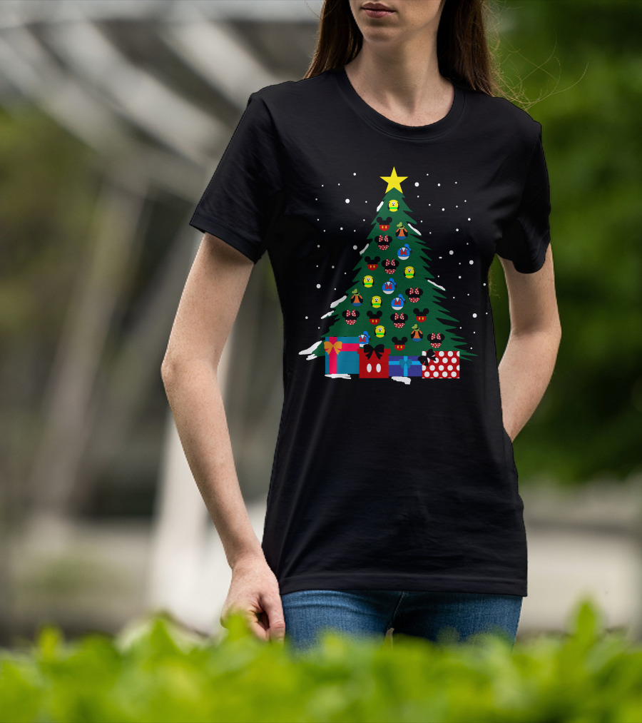 Merry Christmas 41 Disney Mickey Mouse Christmas Tree With Gift Boxes T-Shirt