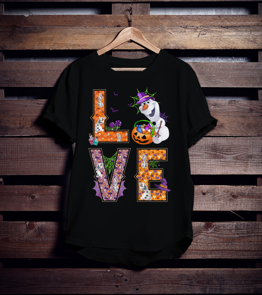 Love Halloween Olaf Candy Pumpkin Frozen Theme T-Shirt